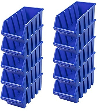 PROREGAL SuperSparSet 10x Sichtlagerbox 4 | HxBxT 15,5x20,4x34cm | Blau | Sichtlagerbehälter Sichtlagerkasten Sichtlagerkastensortiment Sortierbehälter Stapelbehälter