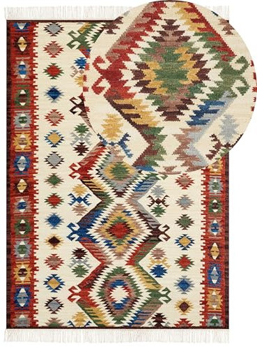 Beliani Kelim-Teppich Wolle bunt 200 x 300 cm handgewebt orientalisches Muster Arevik