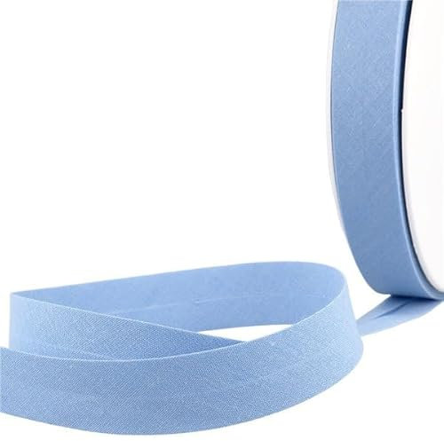 MYMERCERIE Schrägband, gefaltet, für alle Textilien, hellblau, Meterware hergestellt in Frankreich – Größe 50 mm