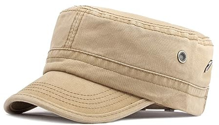 Herr platt topp militär justerbar visir utomhus sport hatt armékeps klassisk basebollkeps, Khaki, one size