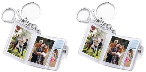 BLASHRD 2X Mini-Fotoalbum, Schlüsselanhänger, 16 Bilder, Buchhalter, Schlüsselanhänger, DIY-Geschenke für, Freundin