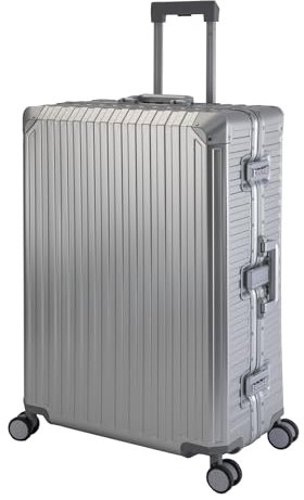 Travelhouse Tokyo 100% Aluminium Koffer XL-78cm Hartschalenkoffer Reisetrolley Suitecase Reisekoffer 2X TSA Zahlenschloss 4 Doppelräder 360° Rollen Vol. 110L - Silber