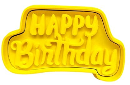 The Cookie Cutter Hub Happy Birthday Ausstechform Embosser/Stempel für Cupcakes Fondant Zuckerguss Ton Kuchen Backen Dekoration