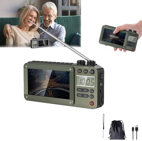 High-End Video Plug-in Bluetooth Pocket Full Band Video Radio, High-End Video Plug-in Bluetooth Pocket TV, Personal Am/Fm Pocket Radio Portable, Support USB, TF Card, Antenna, for Car, Travel, Camping