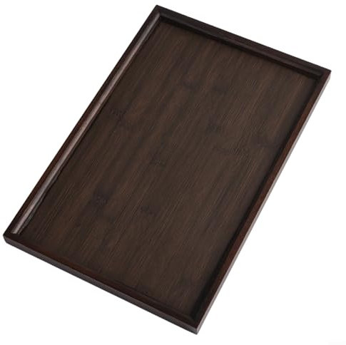 Plateau de service en bois de noyer noir pour servir du thé, du café - Plateau de service décoratif classique en bois (38 x 25 x 2 cm)