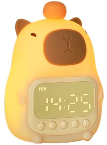 Lpitoy Mignon Capybara Réveil Veilleuse, Lampe De Table De Nuit Numérique Rechargeable LED Amusante pour Enfants