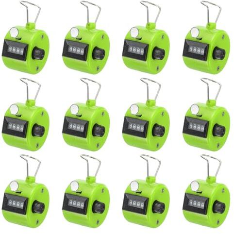 PATIKIL Contador de Clicker, 12 Unidades de Contador de Pulsos Mecánico de 4 Dígitos para Entrenamiento de Tejer, Golf, Vueltas, Pesca, Verde