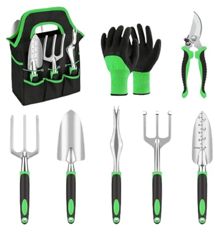 Utensili manuali da giardino, utensili da giardino per esterni - attrezzi da giardino portatili in metallo per esterni - 18 attrezzi da giardino ergonomici con per gli appassionati di