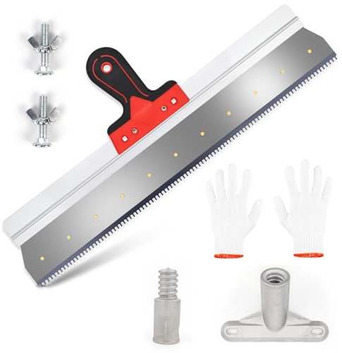 Flächenspachtel Großflächenrakel Zahnspachtel 560mm Stehrakel Gezahnt mit Stielhalter Großflächenrakel Ausgleichsmasse für Gleichmäßigen Auftrag von Bodenbeschichtungsmassen