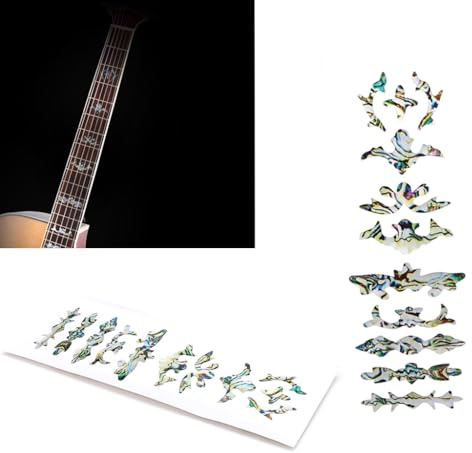 RuiJOTWAT Gitarren-Inlay-Aufkleber, Griffbrettmarkierung, Griffbrett-Abziehbilder für elektrische, akustische, klassische Gitarre, Bass, Ukulele, Zubehör