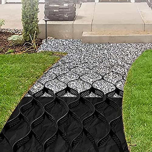 Steinkiesgitter für Hänge, Wege, Terrassen und Einfahrten, Geo-Gitter, Bodenstabilisator zur Schlammbekämpfung, 5,1 cm, Pflasterstein-Basis, 4 x 7 m