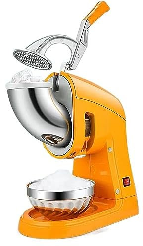 Machine à glace pilée Rasoir à glace Empêcher les éclaboussures Machine à cône à neige électrique à double lames, machine à glace pilée en acier inoxydable, broyeur à glace rapide de grande capacité f