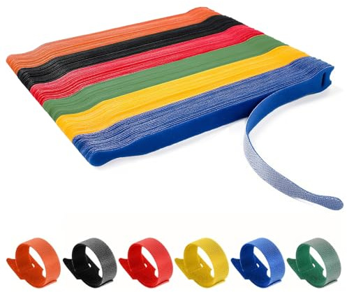 PacuM 150 Piezas Bridas Reutilizables Sujeta Cables Colores Cable Ties Nailon Reutilizables Kabelbinder Diseño Autoadhesivo Sujetacables Management para Hogar Oficina Centros Datos