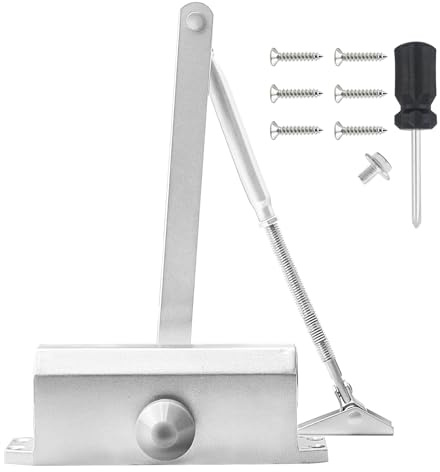 COEWUR Ferme-Porte Hydraulique Réglable Fermeture Porte Automatique pour Commercial et Résidentiel Porte de 40-60 kg Ancho 1100 mm (Moyen, Argent)