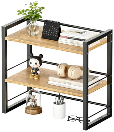 ALKNOT - Schreibtisch Regal Organizer Aus Holz, Mini Regal Desk Shelf Aufbewahrungsregal für Schreibtisch-Bücherregal, Schreibtischregale