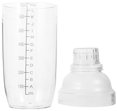 BAZEITFLOW Shaker per Cocktail Trasparente in Plastica con Scala Misurino Integrato Leggero e Portatile Facile da Pulire per Bar Feste e Preparazioni Precise di Bevande