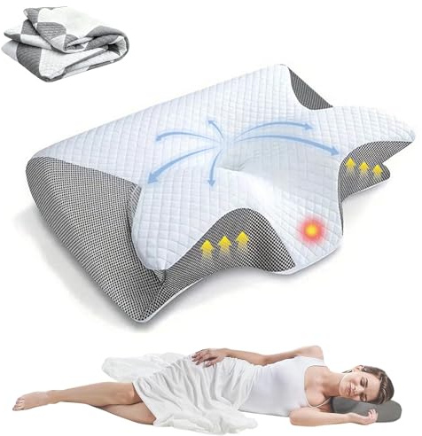 Liocwocne Das Original Dreamsleepz Kissen, 2026 Dream Sleepz Kissen, Curo Sleep Ergonomisches Kopfkissen für Seiten Rücken & Bauchschläfer, Hilft Ihnen, Besser Zu Schlafen(Grau)