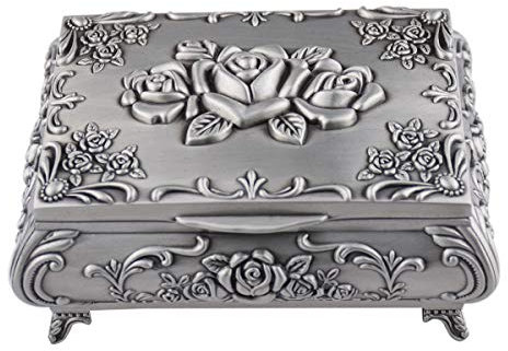 Belons Rose Rechteck Schmuckkästchen Schmuckdose Ringe Ohrringe Ketten Schmuckschatulle Zinklegierung Schmuckbox für Damen Mädchen, Klein