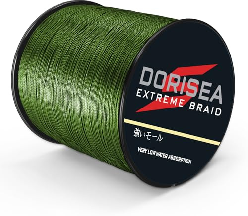 Dorisea Extreme Braid 100% Pe Braided Fishing Line 6-300Lb Test Fishing Wire 100m/109Yards Fishing String-Abrasion Resistant Incredible Superline Zero Stretch Small Diameter (Army Green, 6lb/0.10mm)