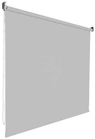 Verdunkelungsrollo Rollo Vorhang Fenster Kettenzugrollo Seitenzugrollo viele Farben Breite 60-200 cm Höhe 180 cm Stoff lichtundurchlässig verdunkelnd Metall Halter (Größe 140 x 180 cm Farbe Hellgrau)