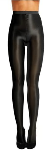 Freebily Damen Glänzend Strumpfhosen Offener Schritt Glanz Nylon Seideglatte Strümpfe Leggings Feinstrumpfhose Crotchless Schwarz Einheitsgröße