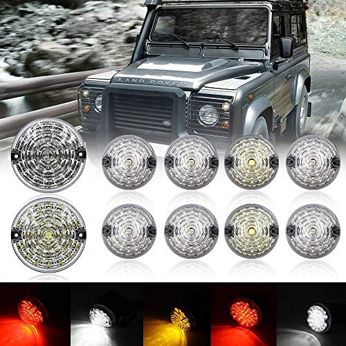 NSLUMO feux antibrouillard pour L/and R/over Defender 90/110 pour L/and | R/over Defender 1990-2016 lentille transparente pour L/and R/over Defender 90/110 1983-1990 Plug and Play IP67 10Pcs