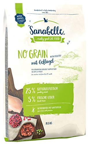 Sanabelle Trockenfutter für ausgewachsene Katzen mit Geflügel 10 kg ohne Getreide komplett und ausgewogen für ausgewachsene Katzen