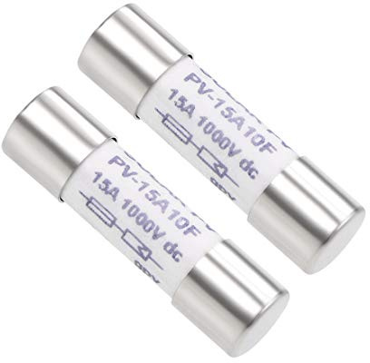 sourcing map Cartridge Ceramic Fuse 15A DC 1000V 10x38mm Fast Blow Replacement for Digital Multimeter 2pcs