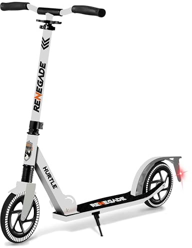 Hurtle Scooter for Kids Ages 8+, Adult Scooter Foldable w/ 200mm Big Wheels, 2 Wheel Stunt Scooters for Teenagers, Lightweight Kick Scooter, Adjustable Handlebar, Alloy Anti Slip Deck w/Carrying Strap