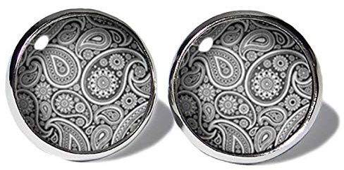 Paisley Silber-Grau Ohrstecker ABOUKI Damen Mädchen Kind Kinder Edelstahl Ohrschmuck Motiv Paisleymuster handgefertigte Ohrringe silber-farben