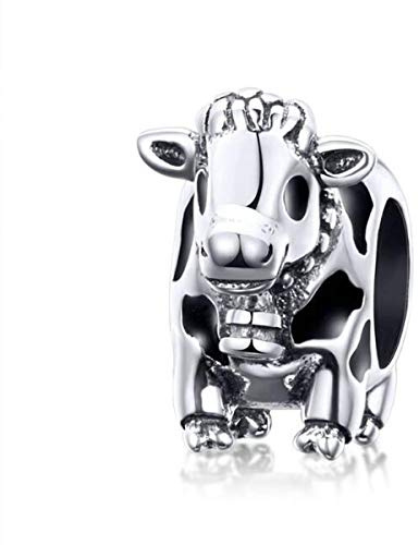 Tier-Charm-Perlen, 925er-Sterlingsilber, Kristall-Emaille, Eulen-Charm, Kuh, Tier-Anhänger für Pandora-Armband, Sterling-Silber Emaille Kristall Aus Sterlingsilber, Kristall