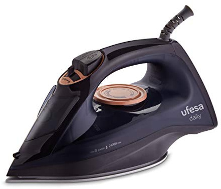 Ufesa PV1100C Daily Dampfbügeleisen, 2400 W, max. Dampfstoß 120 g, Entkalkung System, 280 ml Fassungsvermögen, vertikales Bügeln, Keramik Sohle, Schwarz