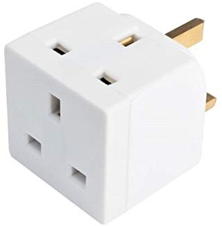 HomeBerg 2 Way Double Plug Adaptor - Multi Plugs Extension Sockets Adapter - UK 3 Pin Socket Extensions 250V 13 Amp - Power Extender Multiplug Block for Kitchen, Office, PC, TV, Indoor Lighting