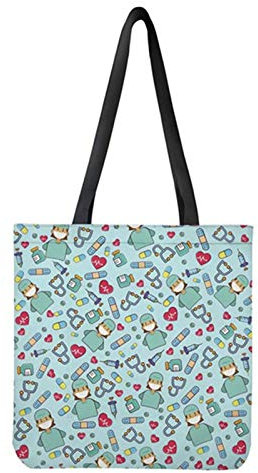 Woisttop Einkaufstasche mit Krankenschwester-Muster, Baumwolle, Leinen, Schultertasche, wiederverwendbar, umweltfreundlich