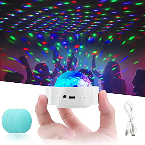 URAQT Luci Disco LED, 3 Colori RGB, Effetti Luce Musica Attivata, Palla da Discoteca, Luci Stroboscopiche USB Ricaricabile per Casa, Auto, Festa