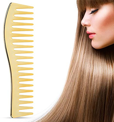pettine denti larghi oro Pettini a Denti Larghi, Pettine Districante per Capelli Senza Manico, Pettine da Parrucchiere per Capelli a Paletta, Pettine per Shampoo da Salone Grande per Uomo Donna(o