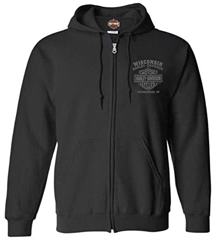 Harley-Davidson Corrosion Willie G Skull Herren-Kapuzenpullover aus Baumwollmischgewebe, mit Reißverschluss, Schwarz, Schwarz, X-Large