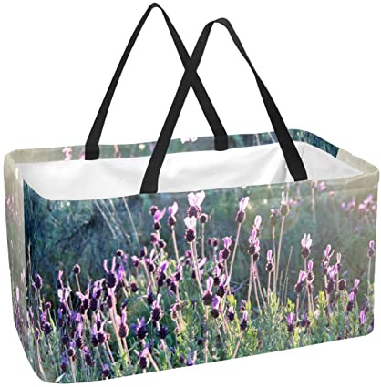 Cesta de compras rectangular Cestas de lavandería Cajas de almacenamiento de tela Lavanda Flor Bloom