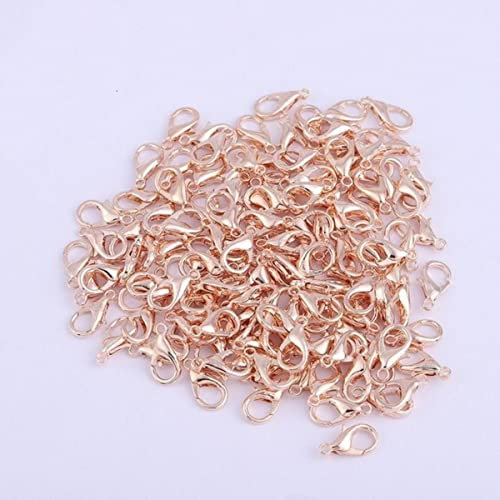 10 mm, 12 mm, 14 mm, 16 mm, vergoldet, Mode-Karabinerverschluss, Haken, Schmuckzubehör, Legierungsperlen für die Schmuckherstellung, Kette, DIY, Halskette, Armband, Roségold, 12 x 6 mm, 50 Stück