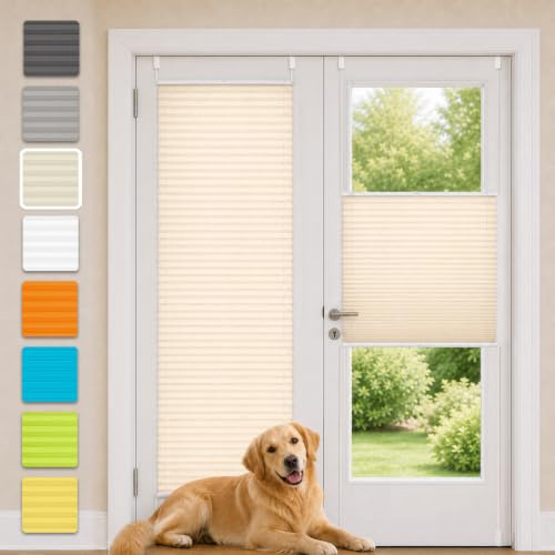 Vkele Plissee ohne Bohren Klemmfix Alu-Schienen, Beige 75 x 200 cm (BxH) | Jalousie & Faltrollo, Lichtdurchlässig & Blickdicht, Sonnenschutz & Sichtschutz, Easyfix für Fenster & Türen