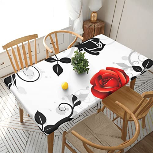 Nappe rectangulaire 152 x 76 cm pour protection de table de salle à manger de 1,5 m – Motif floral rose lierre avec feuilles imprimées printanières – Nappe de table sans plis pour décoration de table