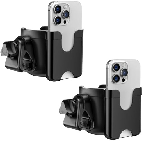 2-Pack Pram Cup Holder with Phone Holder, Universal Pram Buggy Accessories