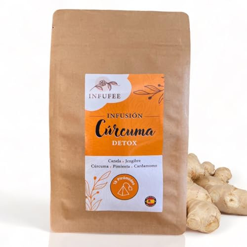 Infusion Détox Curcuma Gingembre - 15 Sachets Pyramide Individuels 100% Naturels, Tisane Purifiante et Digestive Sans Théine, Thé Détox Naturel Bien-Être & Minceur