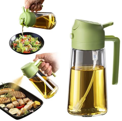 TrendPlain Spruzzino Olio per Friggitrice Aria 470ml, Dosatore Olio 2 in 1, Oliera Spray per Cucina, Insalata e Aceto, Accessori Cucina senza BPA - Verde