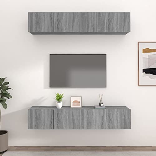 LAPOOH TV-Schränke 4 STK. Grau Sonoma 80x30x30 cm Holzwerkstoff, Tv-möbel & Phonomöbel, Wohnwand Wohnzimmer, Wandschrank, Zimmer Möbel, Anbauwand Wohnzimmer - 3114188