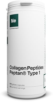 Nutrielement Collagène Peptides Peptan (Type 1) 800 Gélules | 3200mg Collagene hydrolysé par dose - Complément alimentaire Tendons, Articulations, Peau et Cheveux - Nutrimuscle