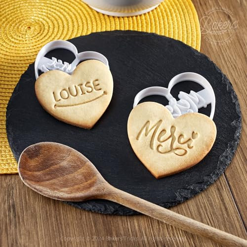 Emporte-pièces biscuits Prénom personnalisé Coeur + Merci Coeur | Lot de 2 | Idée cadeau remerciement | Recette Facile Disponible | Conçus et fabriqués en France