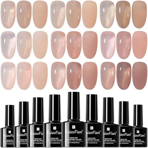 9PCS Shellac Nagellack Set Nude 9 Farben UV Gel Schellack Gellack Lack Nail Polish Nägel Gelnagellack Ohne Lampe Gelnägel Pink Rosa Langanhaltend French Jelly Rose Nudetöne LED Soak Off Nudefarben