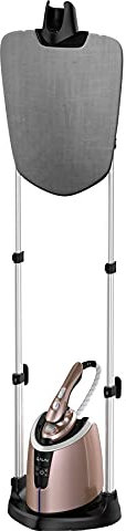 WOTZOV Piroscafo per Indumenti - Piroscafo telescopico Verticale a Doppio palo 1800W Ferro da Stiro Professionale Ferro da Stiro Portatile per Uso Domestico con ASSE da Stiro,Rosa