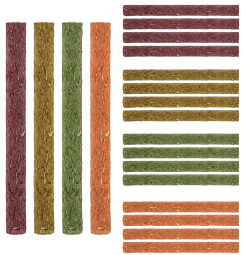 WeddHuis 20 bâtons de foin Jouet à mâcher pour lapin cochon d'Inde hamster chinchilla friandise de lapin, 3 saveurs